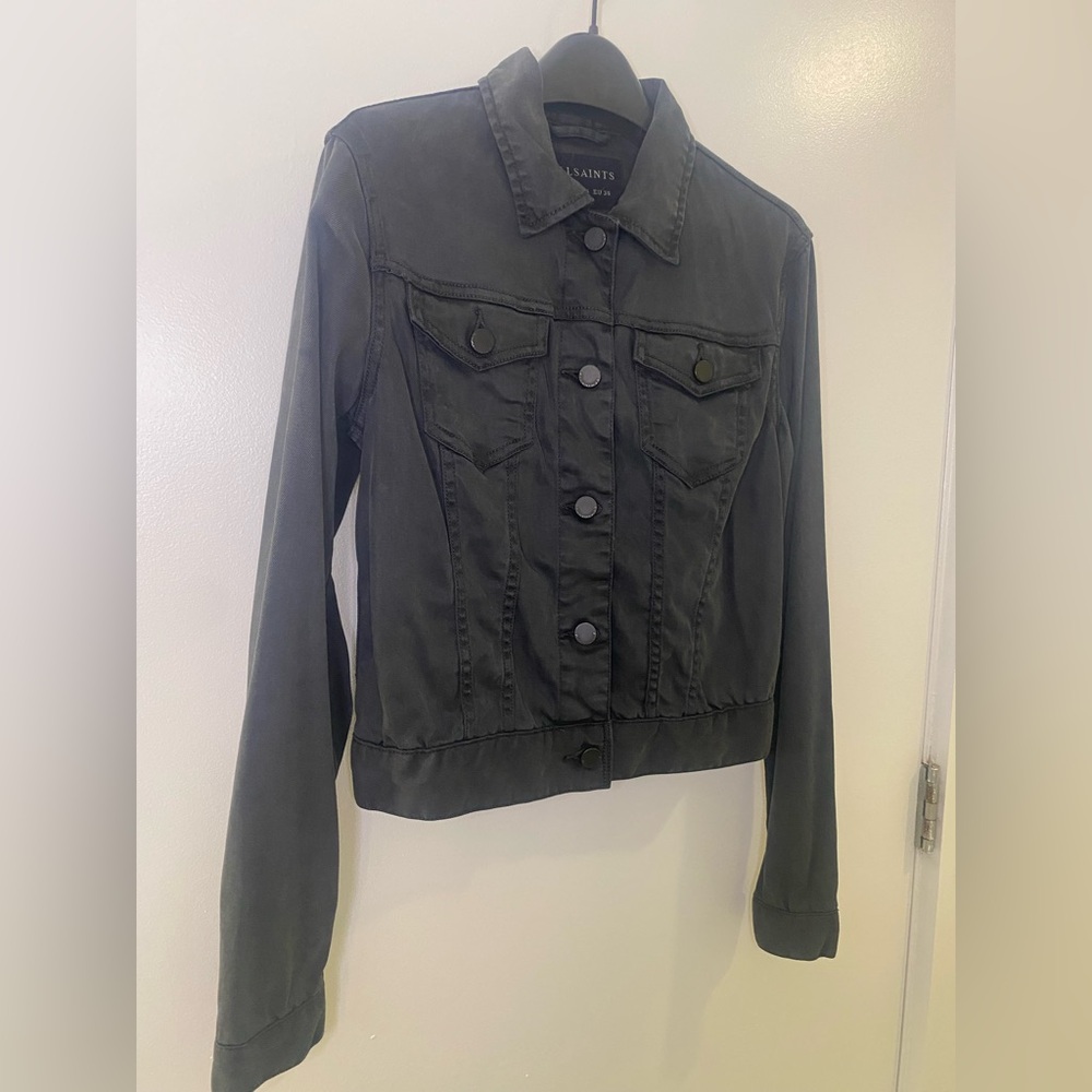 All Saints Women's Charcoal Classic  Jean Jacket - Picture 2 of 6